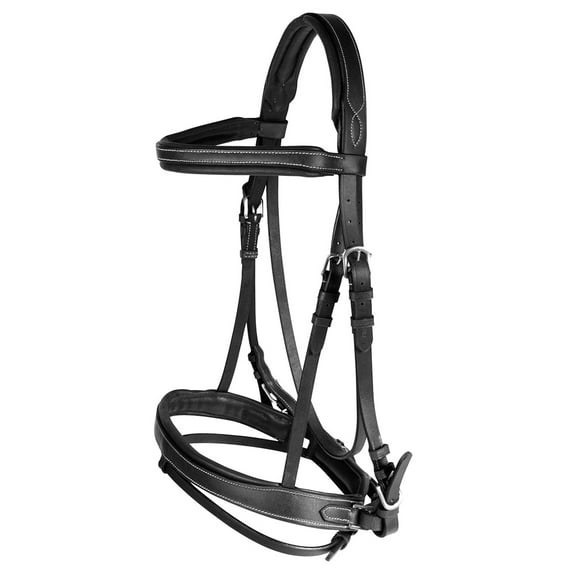 HORZE Venice Snaffle Bridle, Color: Black, Size: Pony (10045-BL-PONY)