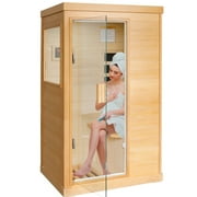 HOSAUNA 1 Person Saunas Infrared Sauna for Home, Home Sauna Spa Room 800W Indoor Saunas 110V, Canadian Hemlock Wood Sauna for Living Room Bathroom Gym