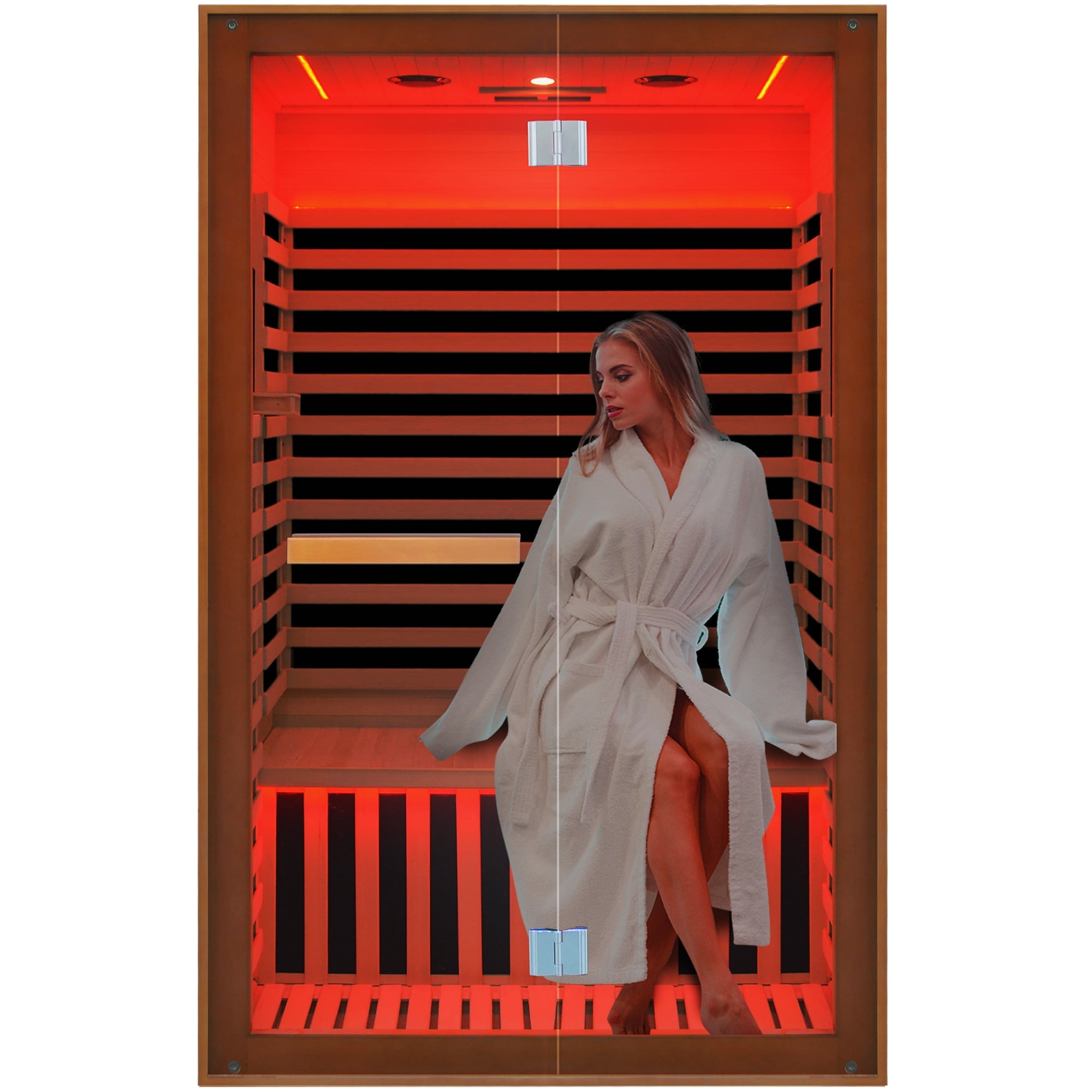 HOSAUNA Far Infrared Sauna Home Sauna Spa Room for 2 Person Low-EMF Canadian Hemlock Wood 1950W for Two Person in Home Sauna Indoor Saunas with Oxygen Bar and 7 Color Therapy