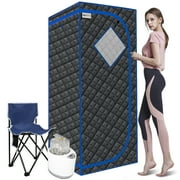 HOSAUNA Portable Steam Sauna Tent, Full Size 4L & 1500W Steamer,Black