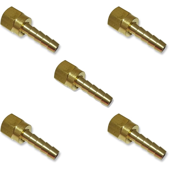 HOSE ID TO 45° FEMALE SAE FLARE BRASS SWIVEL CONNECTOR FUEL/AIR/WATER/OIL/GAS/WOG (QTY 05)
