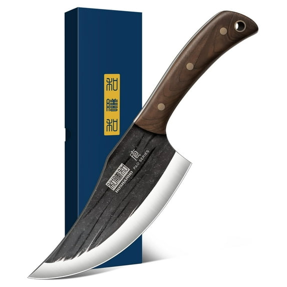 HOSHANHO 6 Inch Viking Knife, High Carbon Steel Japanese Kitchen Chef Knife, Hand Forged Butcher Knife for Meat Cutting, Multipurpose Cooking Knives for Home & Camping & BBQ C101