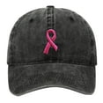 thumbnail image 1 of HOSIA Breast Cancer Hat for Women Ribbon Embroidered Washed Cotton Baseball Cap for Women Adjustable Breast Cancer Awareness Dad Hat Washed Distressed Casual Sun Hat Vintage Sun Cap Black One Size, 1 of 5