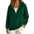 thumbnail image 1 of HOSIA Quarter Zip Hoodie for Women Cute Fashion Outfits Loose Casual Trendy Hooded Sweatshirts Loose Tunic Sweatshirt Relaxed Fit Oversized Plain Fashion Track Jacket with Pockets Blackish Green S, 1 of 9