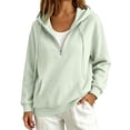 thumbnail image 1 of HOSIA Quarter Zip Hoodie for Women Fall Fashion Must Haves Loose Casual Gym Hooded Sweatshirts Loose Fit Cute Comfy Plain Lounge Plus Size Trendy Fashion Track Jacket with Pockets Green L, 1 of 9