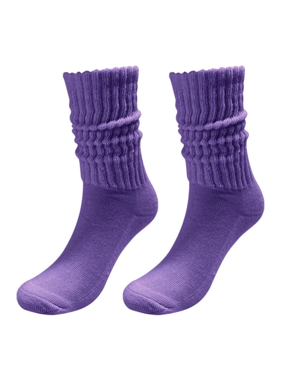 Slouchy Crew Socks for Women Slouch Socks Long Slouchy Sock Scrunch Cotton Cozy Workout Socks Cute Knee High Socks Scrunch Sock Slouch Scrunch Knee High Boot Socks Cute 1Pc Purple One Size