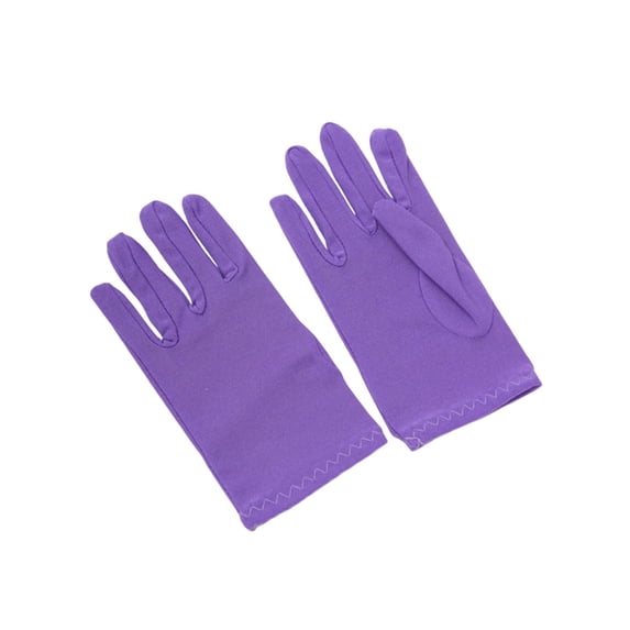 HOSIA Thin Stretch Short Formal Gloves Plain Full Finger Gloves for Men and Women Thin Gloves Costume Accessories Wrist Length Spandex Stretch Halloween Cosplay Party Wedding Prom Gloves Purple A