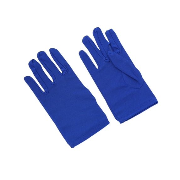 HOSIA Thin Stretch Short Formal Gloves Plain Full Finger Gloves for Men and Women Thin Gloves Costume Accessories Wrist Length Spandex Stretch Halloween Cosplay Party Wedding Prom Gloves Blue A