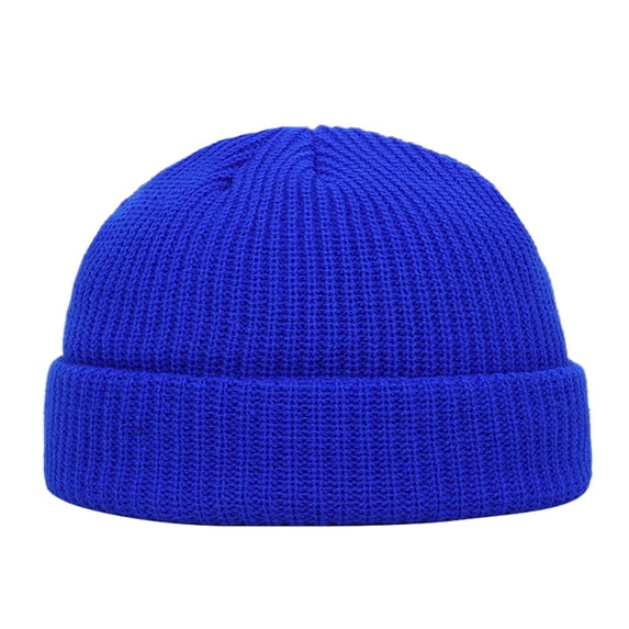 HOSIA Trawler Beanie Watch Hat Short Cuff Knit Skull Cap Fisherman Beanie for Women Men Soft Unisex Winter Warm Roll-Up Edge Knit Trawler Beanie Hats Travel Camping Sport Outdoor Cold Weather Blue