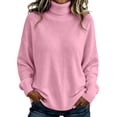 thumbnail image 1 of HOSIA Turtleneck Long Sleeve Cable Knit Sweaters for Women Ribbed Knitted Chunky Pullover Tops Comfy Casual Soft Baggy Loose Fit Trendy Jumper Top Business Dressy Casual Teacher Outfits Pink Xl, 1 of 7