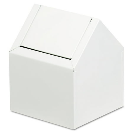 HOSPECO Double Entry, Swing Top Floor Receptacle, Metal, White -HOS2201