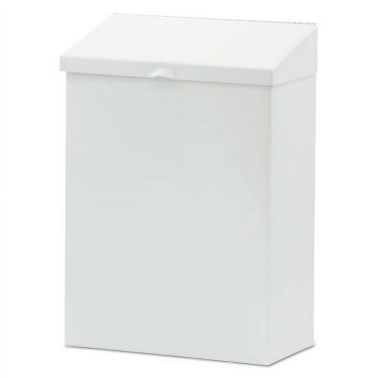 Feminine Hygiene Product Waste Receptacle, Metal, White Feminine Hygiene Product Waste Receptacle, Metal, White