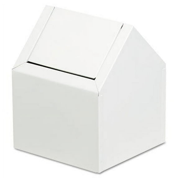 HOSPECO HOS2201 Double Entry, Swing Top Floor Receptacle, Metal, White