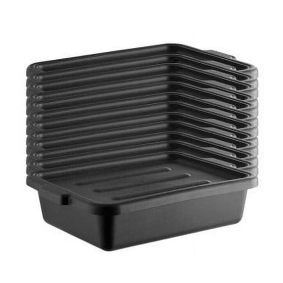 HOSPO 20" x 15" x 5" Black Polypropylene Utility Bin with Lid (12-Pack) - Versatile Storage Solution