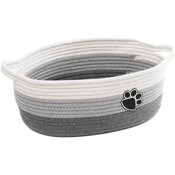 HOSROOME Small Woven Baskets for Organizing Rope Storage Basket with Handle Cute Cotton Basket for Nursery Gift Dog Toy Storage Bins for Toy Organizer