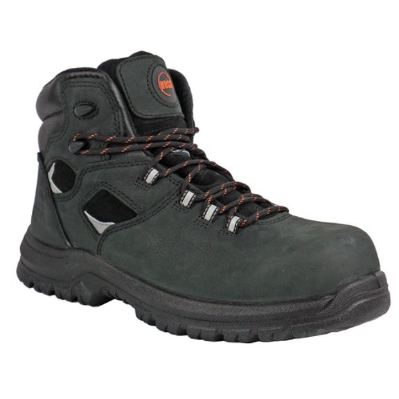 HOSS Men's 6" Lorne Composite Toe PR Waterproof Work Boot Black Buffalo Leather - 60117