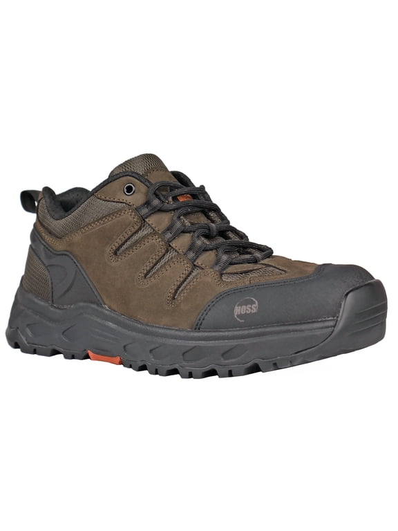 HOSS Men’s Soft Toe Extra Wide Work Shoe Slip Resistant EH Eric Lo Brown