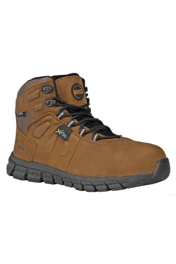 HOSS Men’s Composite Toe Met Guard Waterproof Work Boot Slip Resistant SD Tikaboo UL Brown