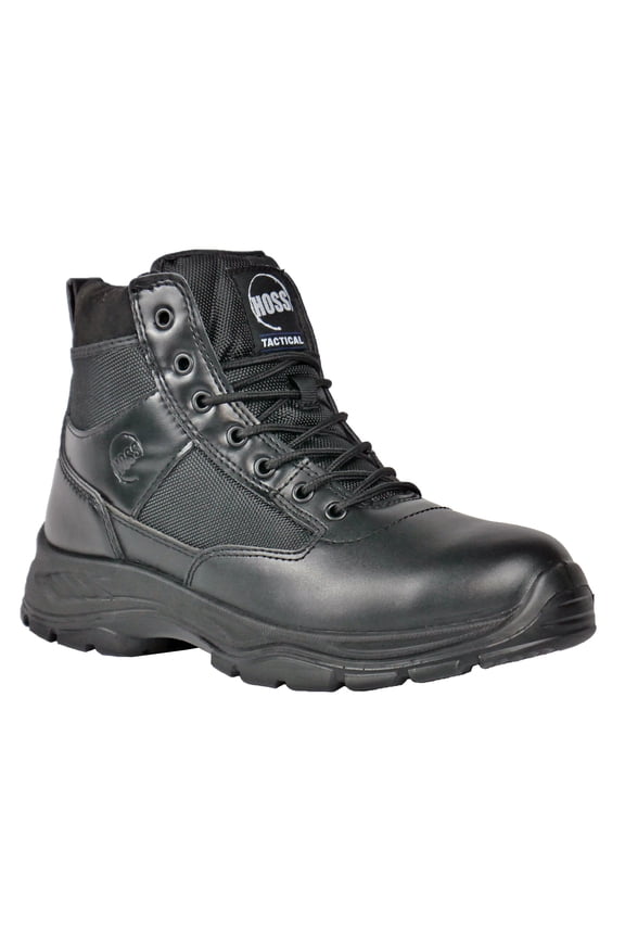 HOSS Men’s Soft Toe Side Zip Work Boot Slip Resistant EH Watchman 6" Black