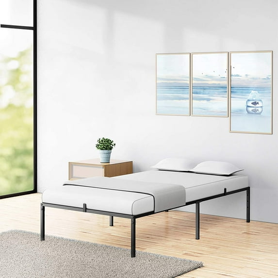HOSSLLY 14" Twin Metal Platform Bed Frame with Steel Slat Support, Black