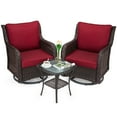 thumbnail image 1 of HOSSLLY 3 Piece Patio Bistro Furniture Sets Clearance, Outdoor Wicker Swivel Rocker Patio Set, 360 Degree Swivel Rocking, Red, 1 of 9