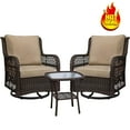 thumbnail image 1 of HOSSLLY 3 Pieces Outdoor Patio Furniture PE Rattan Wicker Table and Chairs Set Bar Set 360 Degree Swivel Rocking Chairs, with Cushioned Tempered Glass,Beige, 1 of 8