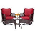 thumbnail image 1 of HOSSLLY 3 Pieces Outdoor Wicker Swivel Rocker Patio Set with Premium Cushions and Armored Glass Top Side Table for Backyard Red, 1 of 7