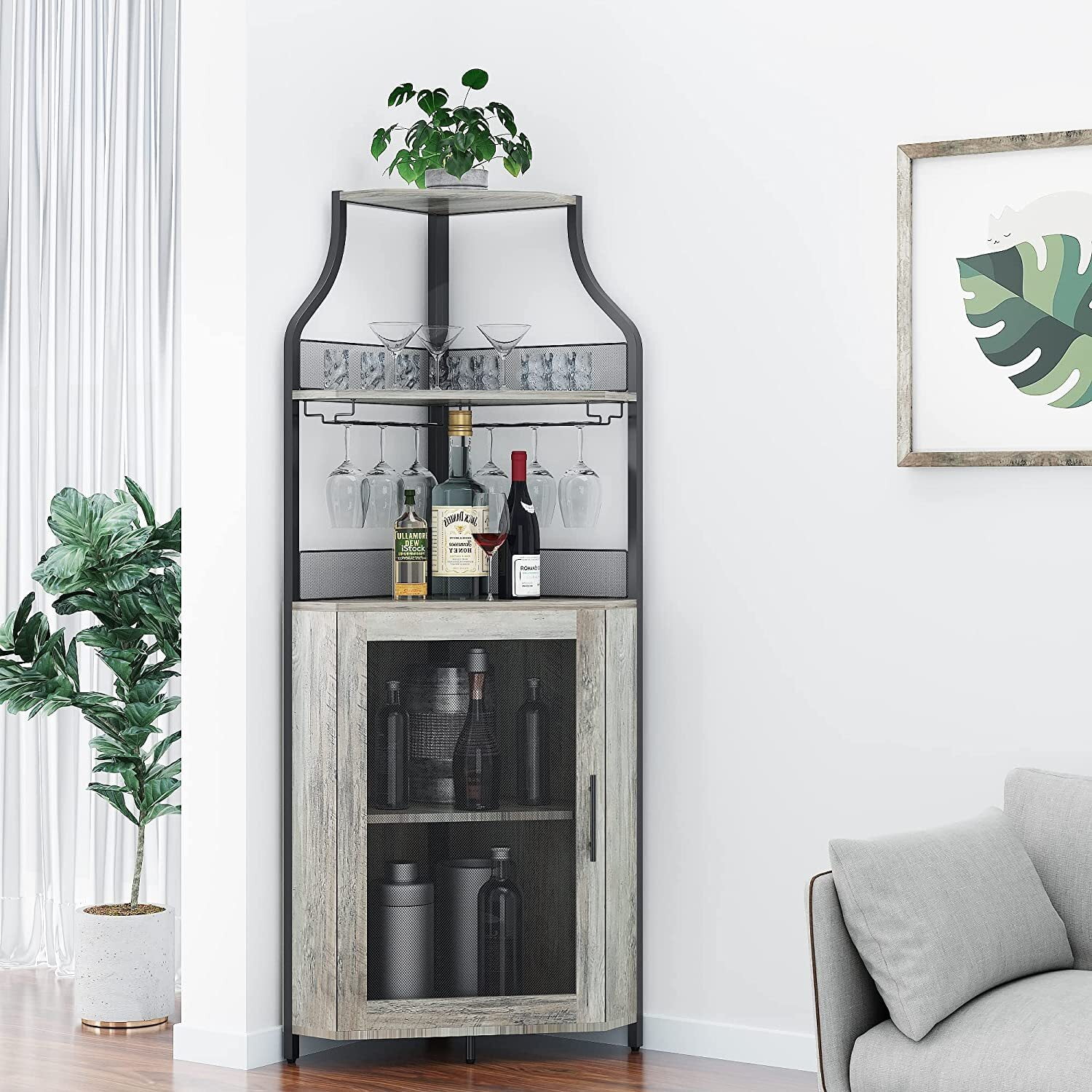 Kitchen Cabinets With Wine Glass Holder And Shelves preview
