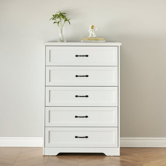 HOSSLLY Dresser for Bedroom with 5 Drawers, Tall Wood Drawer Dresser