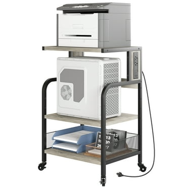 Fannova Extra Large Rolling Printer Cart - 3 Tier Adjustable Stand With Locking Wheels For Heavy Printers, White