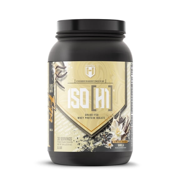 HOSSTILE ISO[H1] Whey Protein Isolate  Grass-Fed, 26g Protein Per Serving, Digestive Enzyme Support, 30 Servings, Vanilla