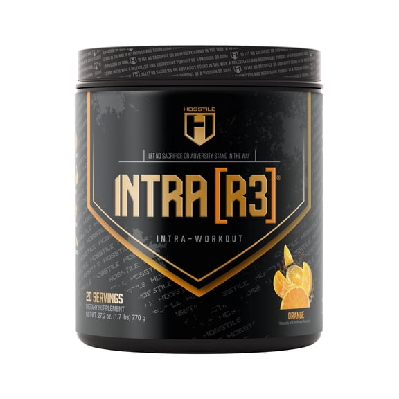 HOSSTILE Intra[R3] Intra-Workout  Sustained Energy, Hydration & Muscle Recovery Support, Stimulant-Free, 20 Servings, Orange