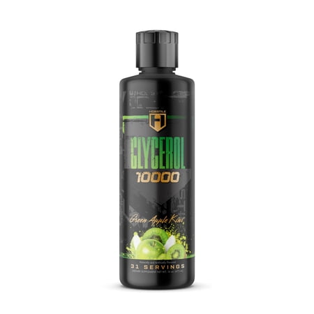 HOSSTILE Liquid Glycerol 10000 – Pump & Hydration Support for Pre-Workout Use, 10,000 mg Per Serving, 31 Servings, Green Apple Kiwi
