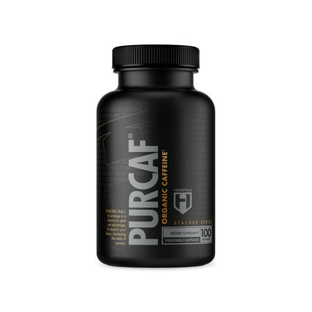 HOSSTILE PurCaf Organic Caffeine Capsules, 200mg Natural Energy Booster, 100 Vegetable Capsules