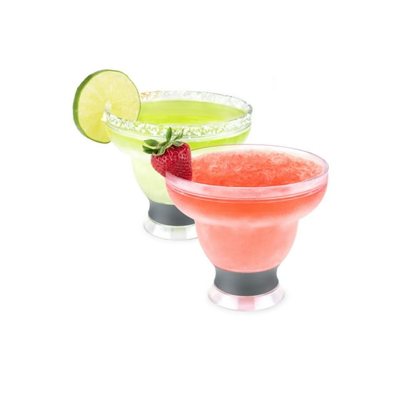 Host FREEZE Margarita Glasses, Birthday Cocktail Party, 12oz Set of 2, Gray