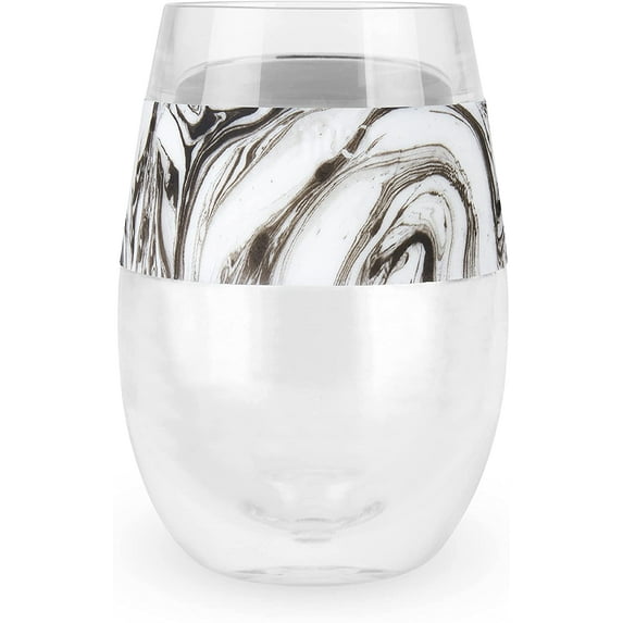 HOST Wine Freeze Cooling Cup, Double Wall Insulated Freezable Drink Chilling Tumbler with Freezing Gel | Glasses for Red and White Wine, Set of 1, 8.5 oz, Black Swirl