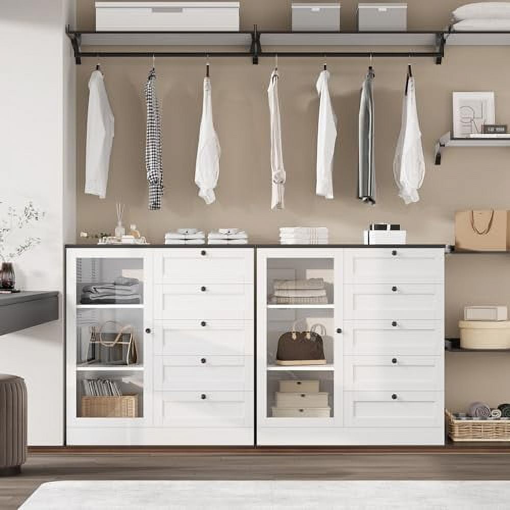hostack modern 5 drawer dresser HOSTACK 5 Drawer Dresser with Door, White Storage Cabinet with Drawers and  Shelves, Wide Wood Dresser, Modern Chest of Drawers Organizers for Living  Room, Kitchen, Hallway