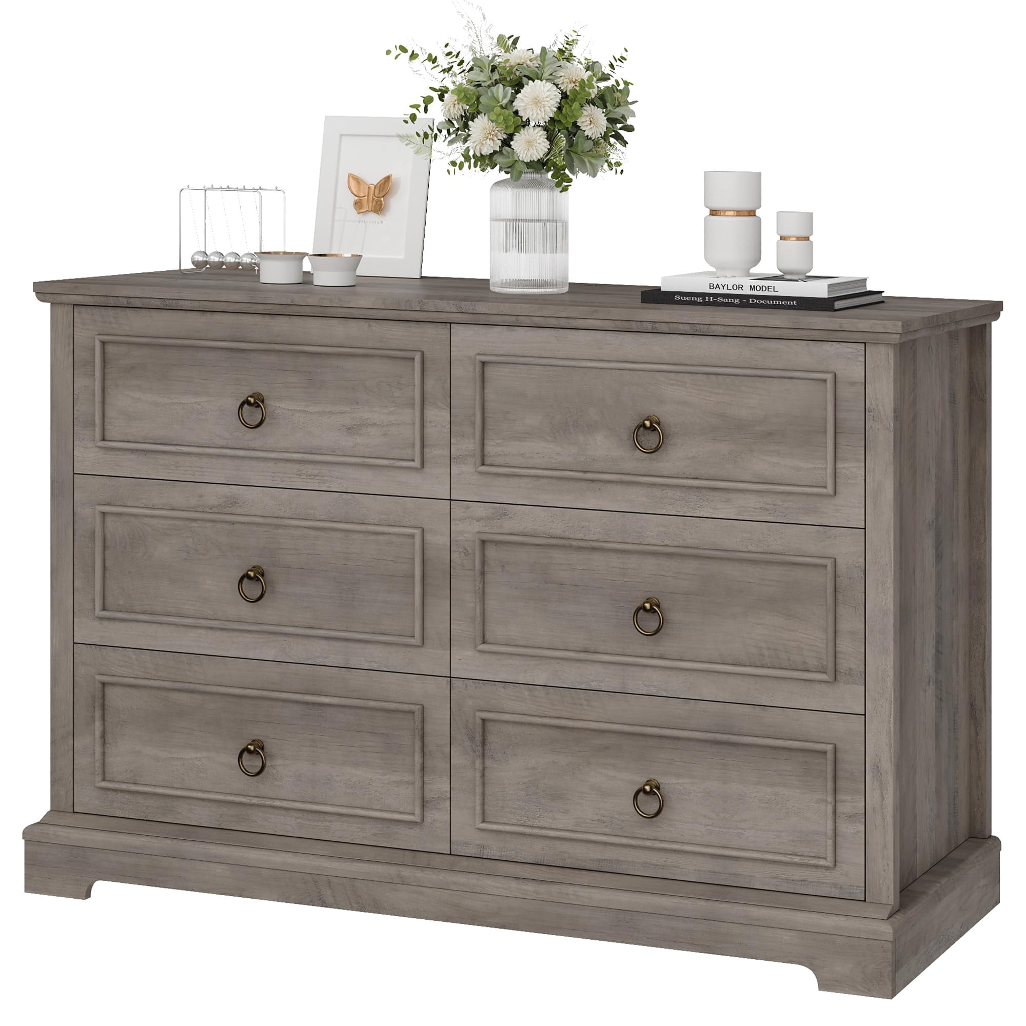 HOSTACK 6 Drawer Dresser for Bedroom, Modern Farmhouse Chest of Drawers ...