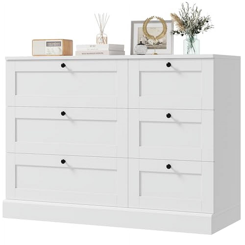HOSTACK 6 Drawer Dresser, White Dresser for Bedroom, Wood Chest of ...