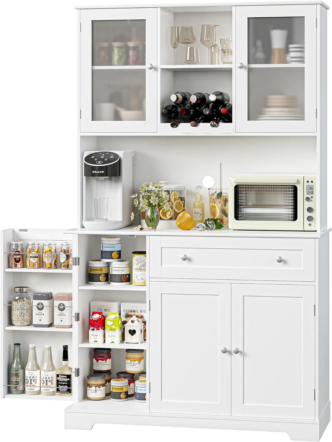 HOSTACK Kitchen Pantry Storage Buffet with Hutch, Tall