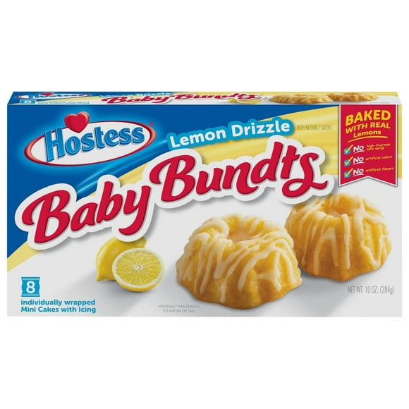 HOSTESS Baby Bundts, Lemon Drizzle Cakes, 8 Count , 10 oz (2 Packs) Free Gift from Winrock Store