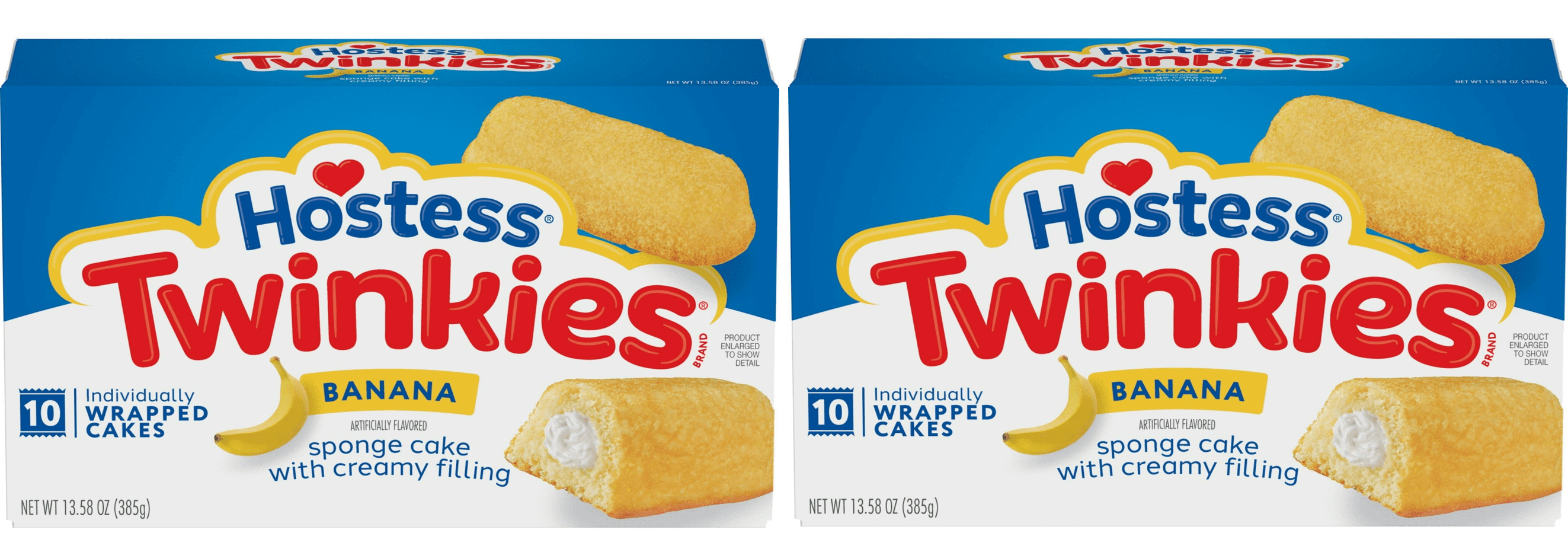 HOSTESS Banana Flavored TWINKIES, Creamy Banana Flavored Filling 13.58 oz, 10 Count (2 Pack)