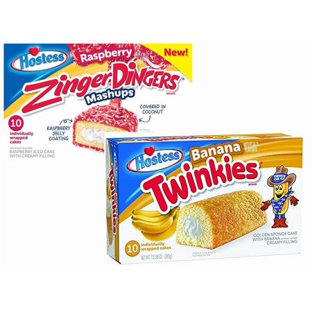 HOSTESS Banana Flavored TWINKIES, Creamy Banana Flavored Filling 13.58 oz, 10 Count (2 Packs)