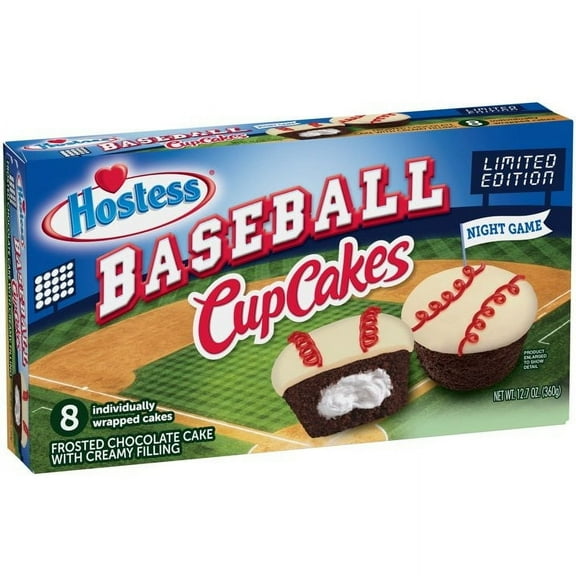 HOSTESS Baseball CupCakes Night Game, Limited Edition 8 count, 12.7 oz (Single Box)