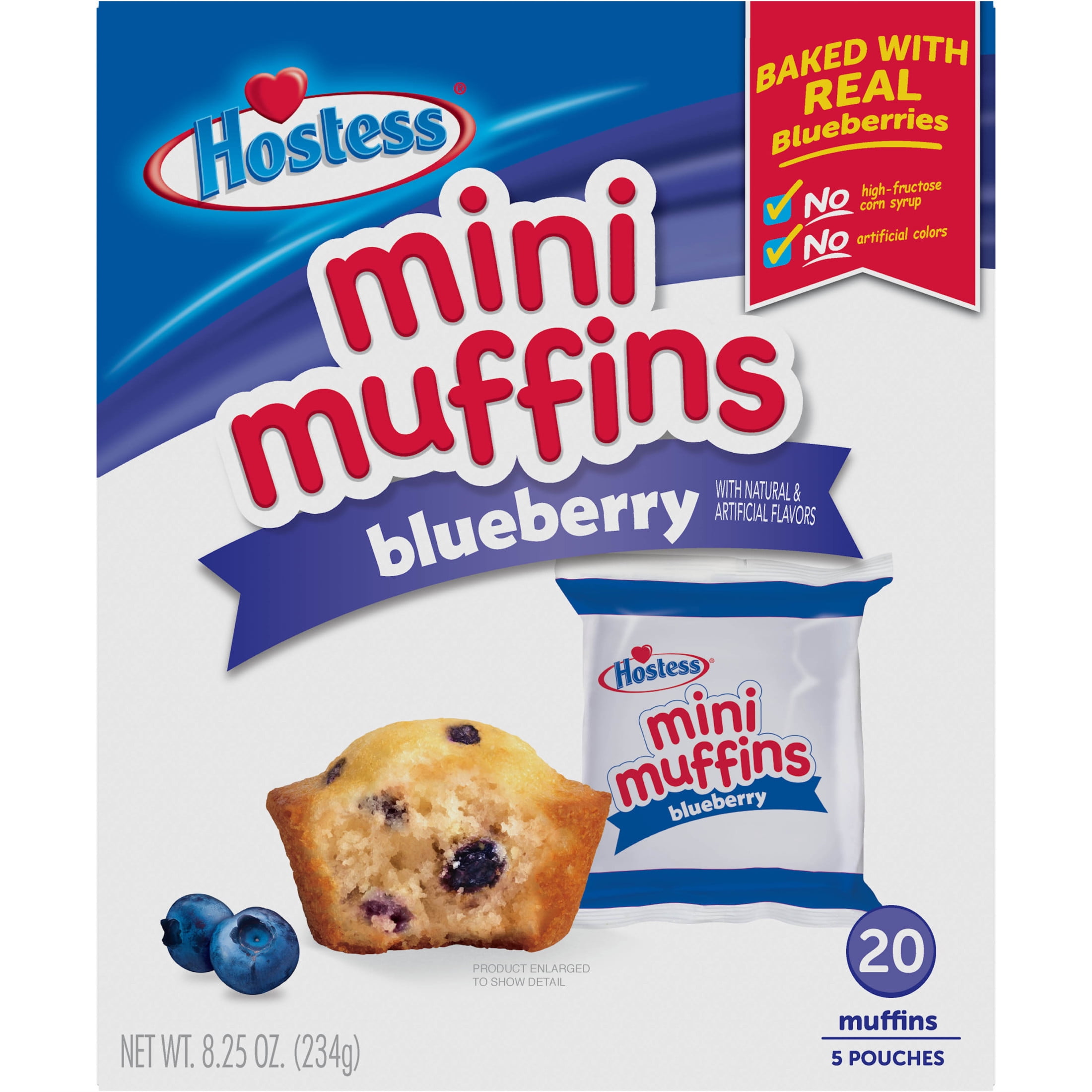 HOSTESS Blueberry Flavored Mini Muffins Pouches, 20 Count, 8.25 oz