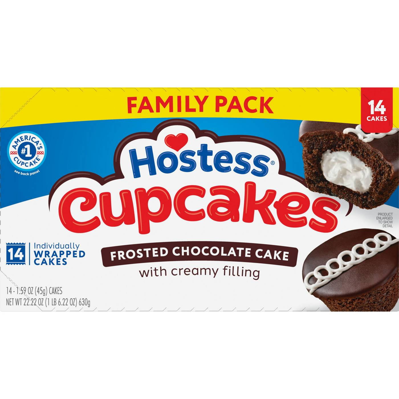 2X-Hostess Frosted Chocolate Cupcakes - 22.22 oz - 14 ct - Walmart.com
