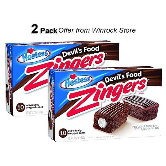 HOSTESS Devil's Food ZINGERS, Chocolate Snack Cakes - 10 Count, 12.70 oz (2 Pack) offer from Winrck Store