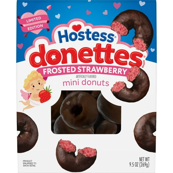Hostess Donettes, Frosted Strawberry Artificially Flavored Mini Donuts, 9.5 oz Bag