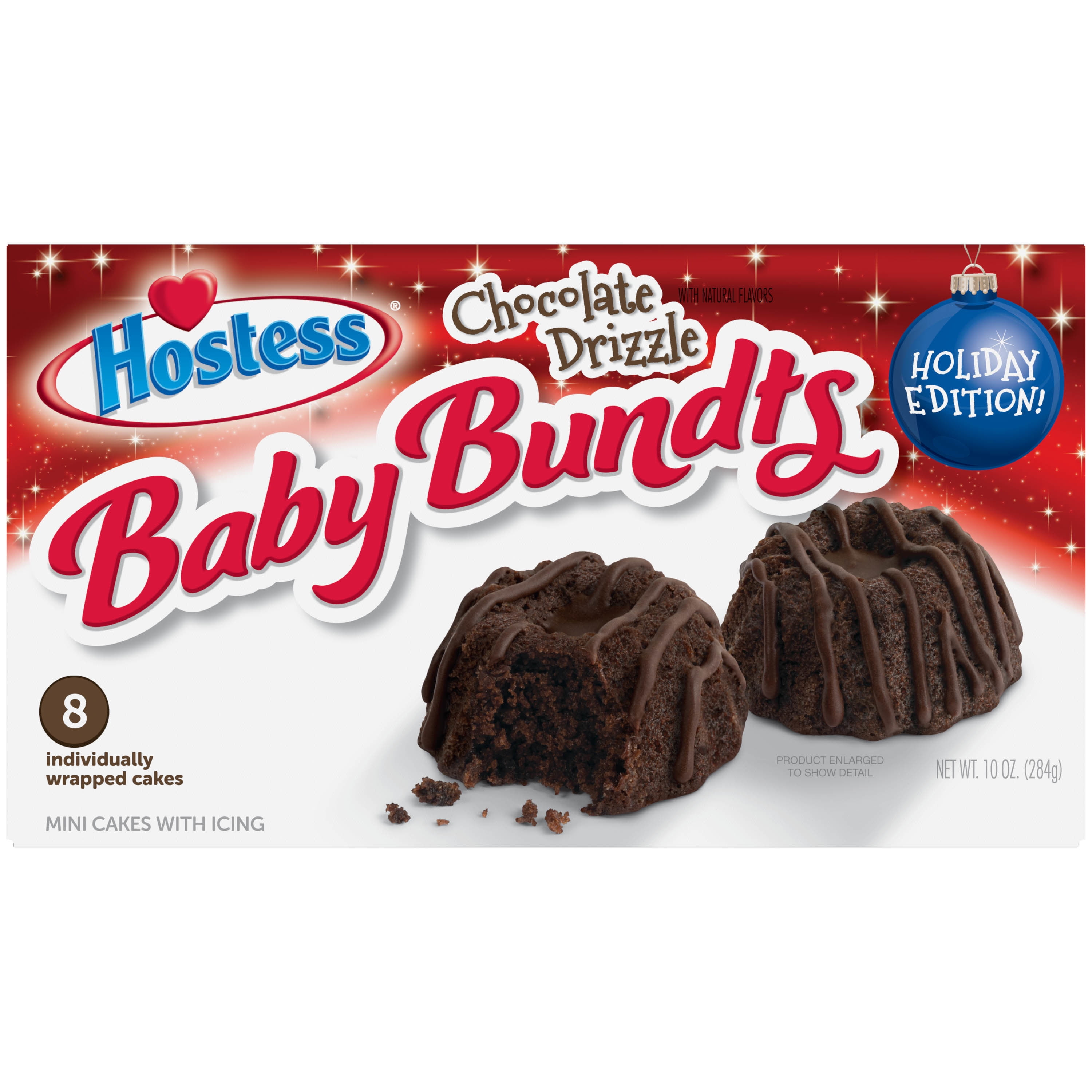 HOSTESS Holiday Chocolate Drizzle Baby Bundts, Mini Chocolate Bundt