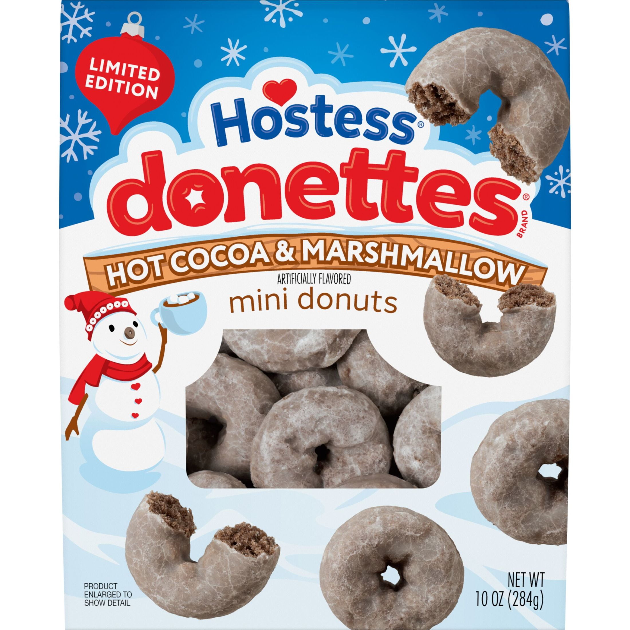 Hostess Donettes, Hot Cocoa & Marshmallow Artificially Flavored Mini Donuts, 10 oz Bag